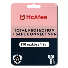   McAfee Total Protection + Safe Connect VPN (10 eszköz / 1 év)