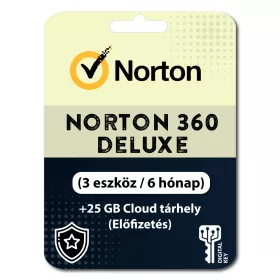   Norton 360 Deluxe + 25 GB Cloud tárhely (3 eszköz / 6 hónap) (Előfizetés)