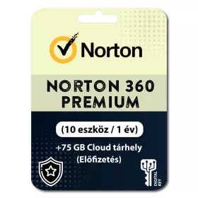   Norton 360 Premium + 75 GB Cloud tárhely (10 eszköz / 1 év) (Előfizetés)